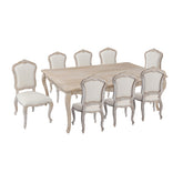 Large Size Oak Wood White Washed Finish Dining Set